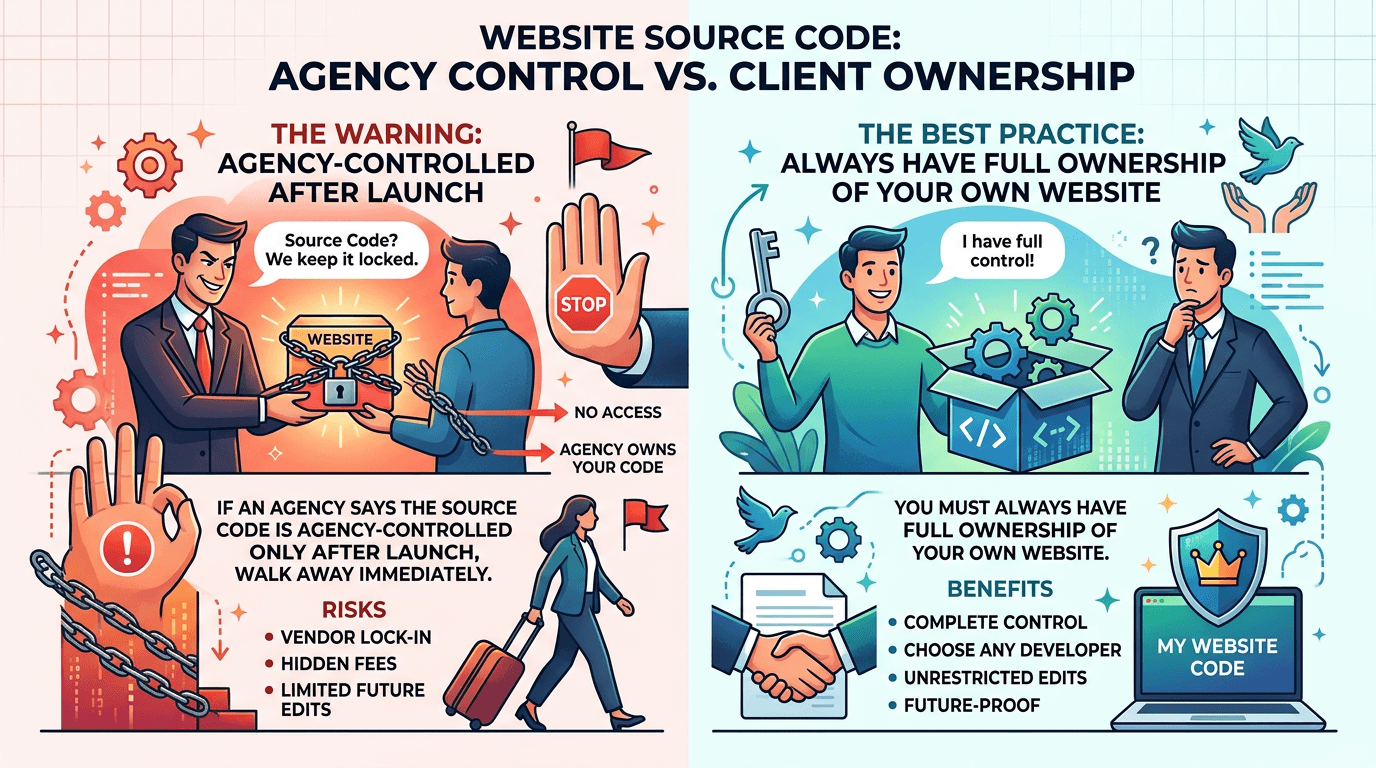 Red flags in e-commerce agency selection warning infographic